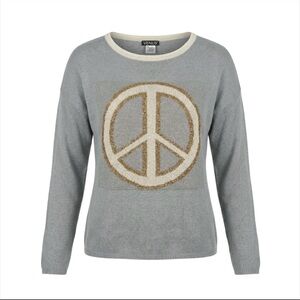 VENUS Gray Sweater with Gold Peace Emblem L